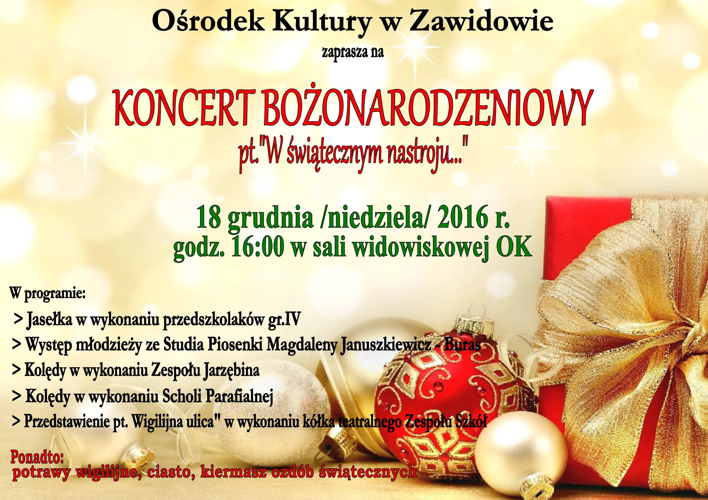 Plakat Koncert Bożonarodzeniowy